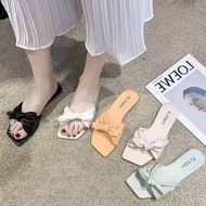 sandal perempuan bertutup kasut sandal perempuan Summer New Style Bow Fashion All-Match Beach