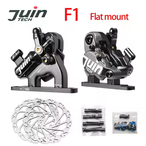 Juin Tech Flat Mount Disc Brake F1, Hydraulic Caliper Rotor, 160mm Line Pull Disc Brake, MTB CX Road