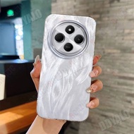 For POCO C75 Phone Case Luxury Electroplated Shockproof Cover Feather Laser Glitter Casing Simple Fa