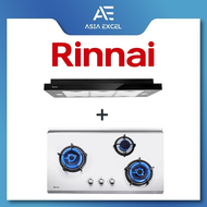 RINNAI RH-S329-PBR 90CM BLACK SLIMLINE HOOD + RINNAI RB-93US 3 BURNER STAINLESS STEEL GAS HOB