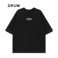 DRUM S. Flannel 3D Applique Embroidery Oversized Tee- Black