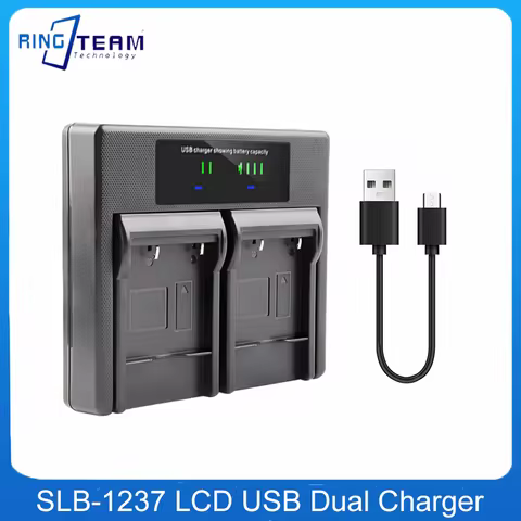 SLB-1237 LCD USB Dual Charger For Samsung Digimax L55 L55W L85 Epson EU-94 Sigma BP-31 DP1 DP2 Camer