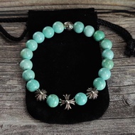 C *.H Original Label 1: 1 8MM Turquoise Silver Bead Bracelet Punk Hip-Hop Trend European American Un