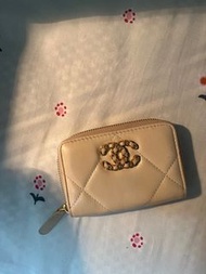 Chanel 19年拉鍊零錢包 米色