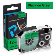 Comaptible Casio Label It Tape XR-12GN XR12GN 12mm 1/2'' Black on Green Labeling Makers Tape Cassett