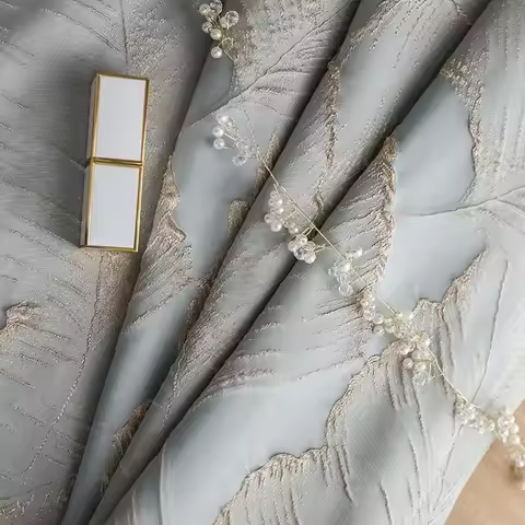 French embossed high-precision gold jacquard luxury curtains for living room bedroom dining American