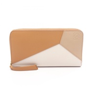 【二手】 LOEWE Puzzle 拉鍊錢包 C510T12X10 駝色/米色/象牙色皮革 Puzzle 拉鍊錢包