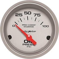 Auto Meter AutoMeter 200758-33 Ultra-Lite Gauge, Oil Pressure, 2 1/16", 100Psi, Electric, Marine Sil