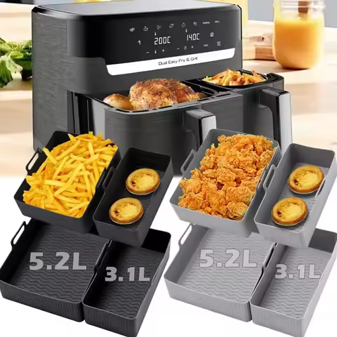 2Pcs Air Fryer Tray Silicone Mold For Tefal Ey901840 Air Fryer Liner Non-stick Reusable Baking Baske