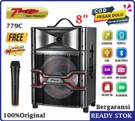 Speaker Bluetooth GMC Teckyo 779C Speaker Portable 8 Inch Free 1 Microphone Wireless Original Bergar