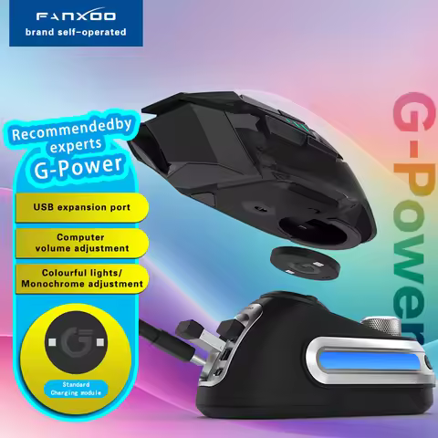 Fanxoo G-Power Mouse Wireless Charging Dock for Logitech G502 G502X Plus GPW G903 with RGB Light Com