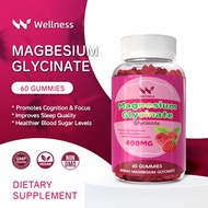 Wellness Magnesium Glycinate Gummies 500mg Supplement Vitamin D B6 Cognitive Function Help Sleep Rel