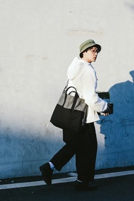 手提斜挎撞色帆布包男女可裝書百搭日系大容量托特包