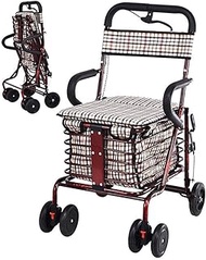 Walkers for seniors Walking Frame,Rollator Folding Four Wheel Walker Walking Frame With Padded Seat Lockable Brakes Ergonomic Handles Limited Mobility Aid,Space Saver rollator walker, Durable Mobility