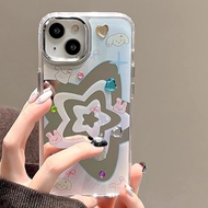 Fashion Star Mirror Phone Case for IPhone 11 15 14 Pro Max 12 13Promax XS MAX XR 7 8Plus SE Diamond Sticker Anti-drop Phone Back Cover