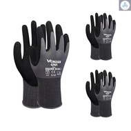 3-Pairs Nitrile Impregnated Work Gloves Safety Gloves for Gardening Maintenance Warehouse for Men and Women (Black Gray M) Tolo4.29