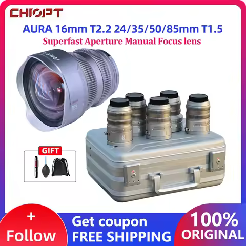 CHIOPT AURA Series Cinema Lens 16mm T2.2 24/35/50/85mm T1.5 Full Frame Superfast Lens for Sony E Can
