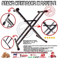 Stand Keyboard X Double /  Piano Kaki Double Kualitas Kuat dan Bagus Stand Keyboard ( Bisa COD )