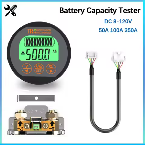 TR16H 8-120V Battery Capacity Tester Vehicle Lithium Battery Indicator 50A 100A 350A Voltage Current