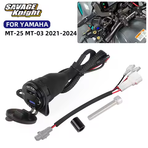 3.0 QC USB Charger Outlet Power Connector For Yamaha MT-25 MT-03 MT03 MT25 MT 03/25 2021-2024 Auxili