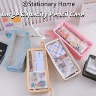 Transparent Square Pencil Case Large Capacity Cosmetic Bag Plastic Pencil Cases Stationery Solid Color Storage Bag Pencil Bag