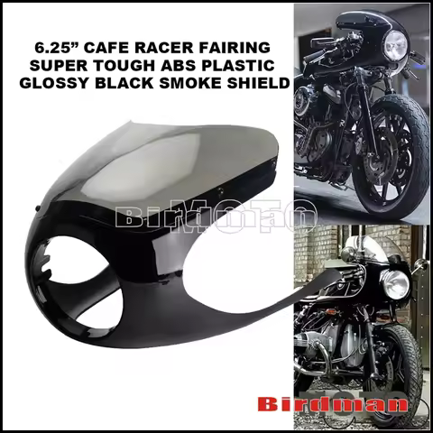 Motorcycle Smoke 6-1/4" Headlight Fairing ABS Cafe Racer Front Fairing For Cafe Racer Cruiser Kawasa