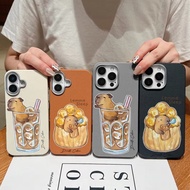 Cute Capybara PU Leather Case for Samsung Galaxy S25 Ultra S25 Plus M17 F17 M07 F07 F56 F16 Light Th
