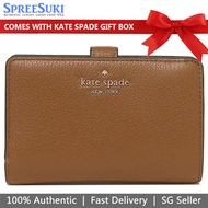 Kate Spade Wallet In Gift Box Medium Wallet Leila Pebbled Leather Warm Gingerbread Brown # WLR00394