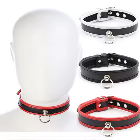 Cosplay Slave Bondage Choker Collar For Women Girls Necklace Metal Leather Chocker Goth Anime Role p