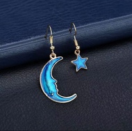 F10 ANTING anting earrings unik warna hijau tosca model bentuk bulan bintang simpel simple lucu unik