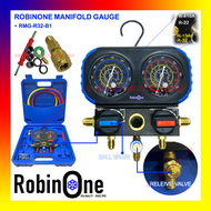(ALL GAS) ROBINONE MANIFOLD GAUGE RMG-R32-B1 Gas Meter R410a R32 R22 R134a R407c R507 Air cond Aircon Air conditioner Dual Manifold Gauge Set Meter Gauge Double Refrigerant Gas Meter Value buy