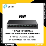TP-LINK LS110P 10-Port 10/100Mbps Desktop Switch with 8-Port PoE+ LS110P