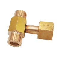 aagrghh-W21.8-14 CO2 Tank Bottle Brass Threaded Tee Fitting 3 Way Connector Charging Fill Adaptor fo