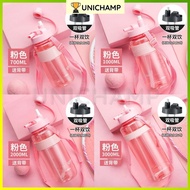 🏆BPA Free Sport Drinking Water Bottle with Straw Air Botol 3000ml 2000ml 1000ml Plastic Water Drinki