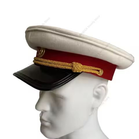 Stalin-Era Soviet Marshal Parade Hat Red Armyed Uniform Visored Cap for WW2 Collection