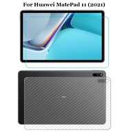For Huawei MatePad 11 (2021) 10.95 Front Slim Soft Clear / Matte No Fingerprint / Tempered Glass Screen Protector / Back Carbon Fiber Sticker Film
