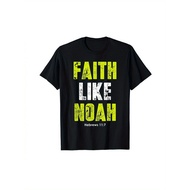 Faith Like Noah Hebrews 11: 7 Christian Graphic T-Shirt for Men & Women - Black with Neon Green Dist