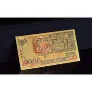 UANG GOLD FOIL SUPER LANGKA INDONESIA 10 RIBU RUPIAH GAMBAR BARONG + SERTIFIKAT