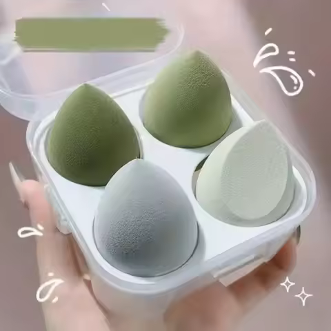 4pcs Make Up Blender Cosmetic Puff Makeup Sponge With Storage Box Foundation Powder Sponge Beauty To