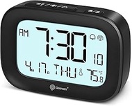 Geevon Digital Alarm Clock with Large Display, Time, Temperature, Date, DST (Black)