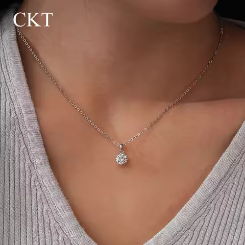 CKT 18k White Gold 1ct/2ct Diamond Heart Platinum Pt950 Pendant Necklace for Women, Solid Gold Fine 
