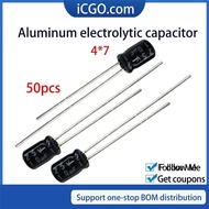 50pcs 4*7 aluminum electrolytic capacitor 10UF 22UF 33UF 47UF 100UF 10V 16V 25V Electrolytic Capacit