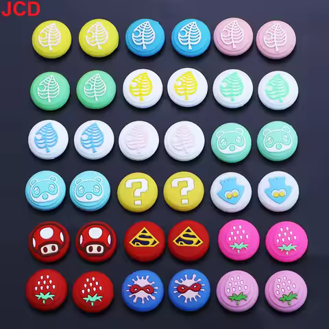 JCD 4pcs Animal Crossing Bear Leaf Silicone Thumb Stick Grip Cap Joystick Cover For Switch NS Lite J