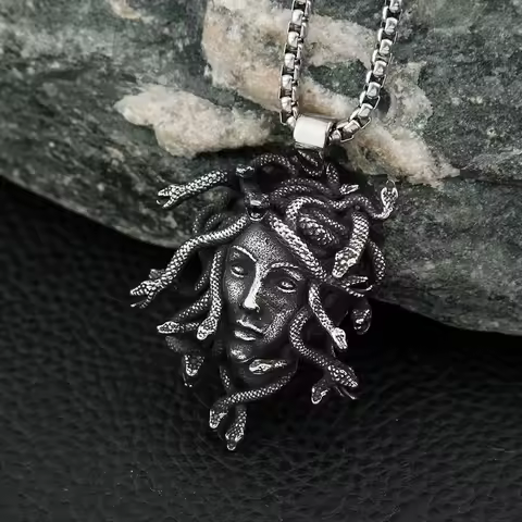 Gothic Vintage Medusa Pendant 316L Stainless Steel Punk Hip Hop Unique Snake Necklace Fashion Amulet