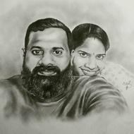 Punith's Art - Pencil Sketch Couple Portrait Art Commission