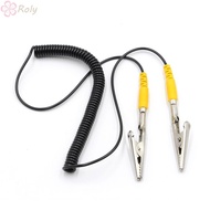 ROLY Coiled Cord, 180cm / 71" PU,Metal Anti-Static ESD Grounding Cable, Black Male-to-Female 2mm wit