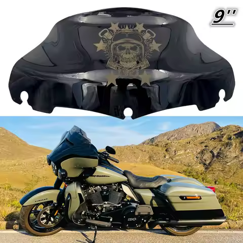 For Harley Touring Street Electra Glide Ultra FLHX 2014-2022 Motorcycle Skull 7" 9" Windshield Upper