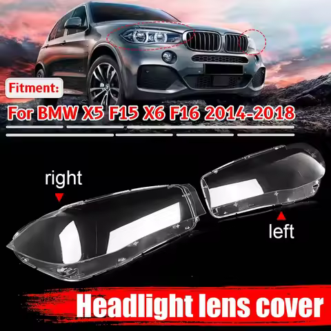 Car Headlight Cover For BMW X5 X6 F15 F16 Fit Applicable 2014-2018 Front Headlamp Len Cover Car Head