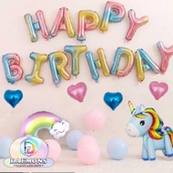 UNICORN DECORATION PACKAGE 6 UN 6/S BIRTHDAY DECORATION/S HAPPY BIRTHDAY DECORATION/S COMPLETE DECOR
