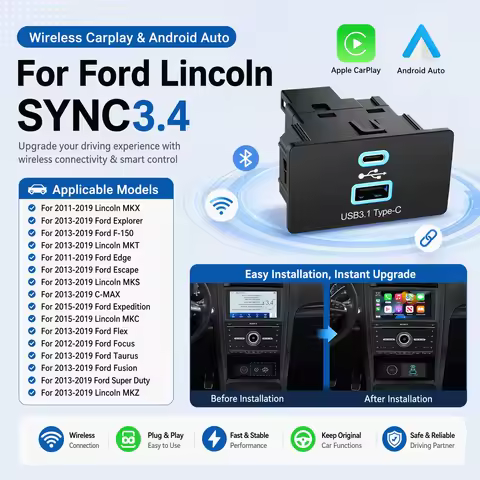 For Ford&Lincoln SYNC 3.4 CarPlay USB Hub HC3Z-19A387-B/D/E/F/G Upgrade USB/Type-C Module Supporting